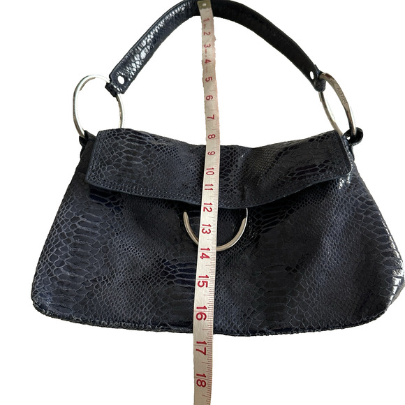 Vintage Alfani Leather Croc Embossed Blue 100% Leather suede lined Bag y2k retro - Picture 13 of 16